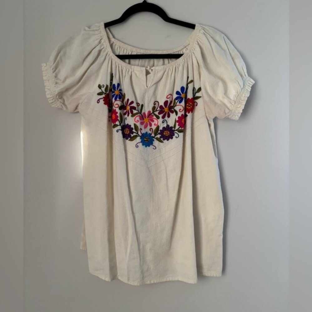 Canvas Floral Blouse Size L